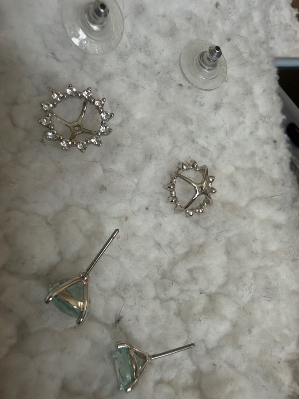 Stella & Dot Light Blue Halo Stud Earrings in Silver Tone - Picture 6 of 9